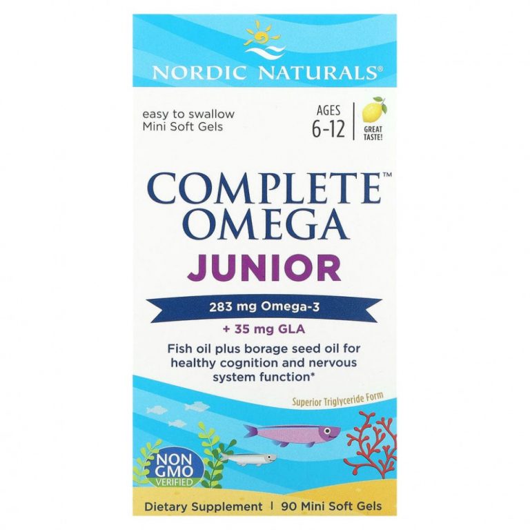 Nordic Naturals, Complete Omega, для детей от 6 до 12 лет, со вкусом лимона, 283 мг, 90 мини-капсул