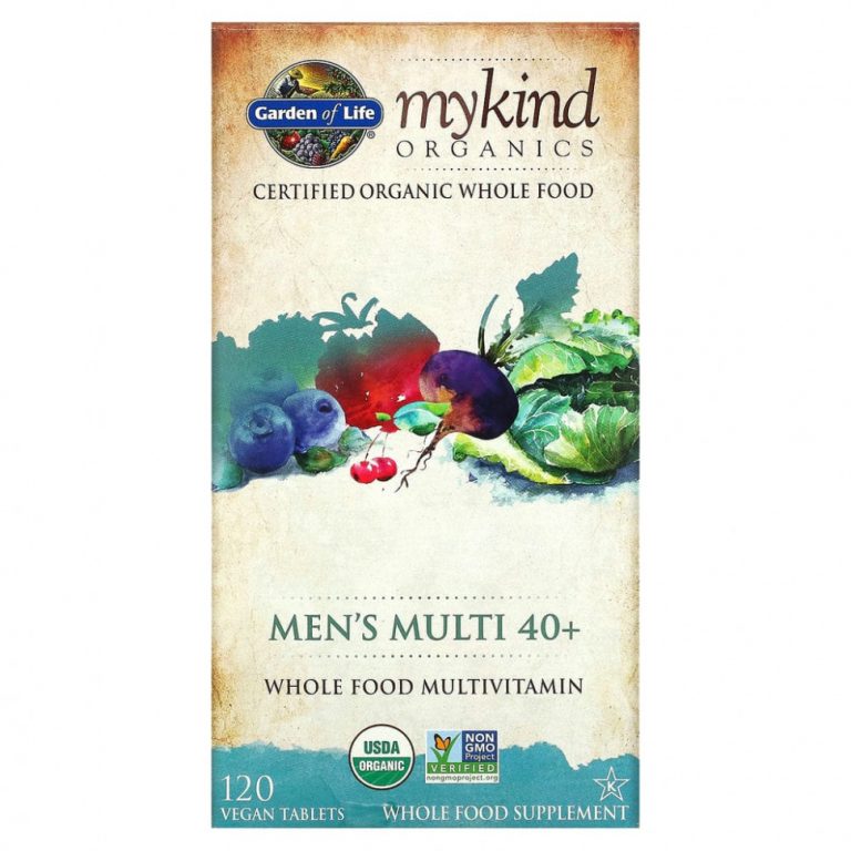 Garden of Life, MyKind Organics, мультивитамины из цельных продуктов для мужчин от 40 лет, 120 веганских таблеток