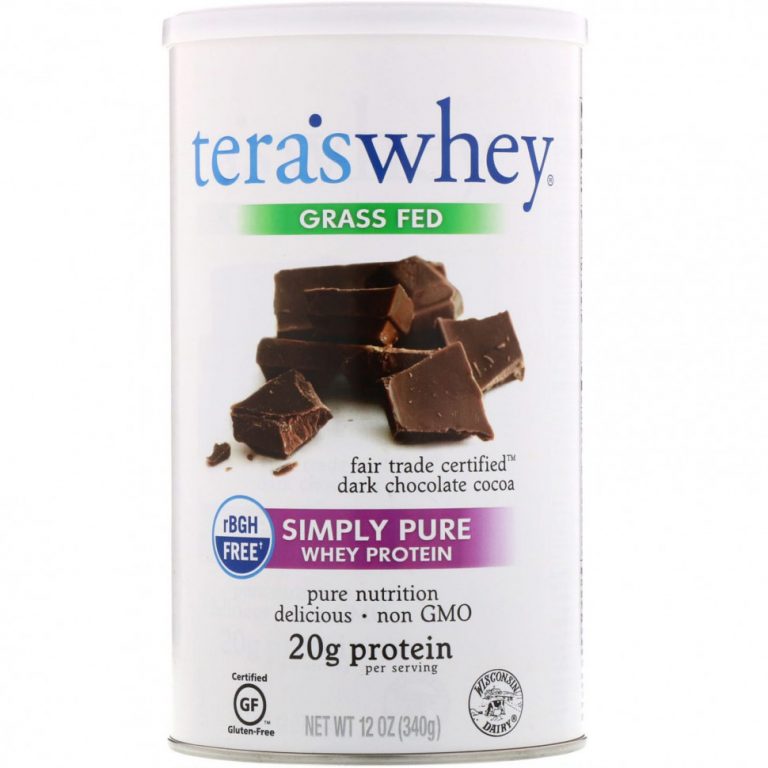 Tera’s Whey, Grass Fed, Simply Pure Whey Protein, темный шоколад с какао, полученный по принципу справедливой торговли, 340 г (12 унций)