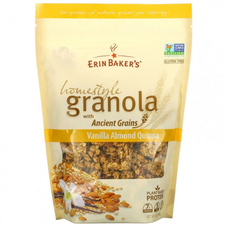 Erin Baker’s, Homestyle Granola с древними зернами, ваниль и миндаль и киноа, 340 г (12 унций)