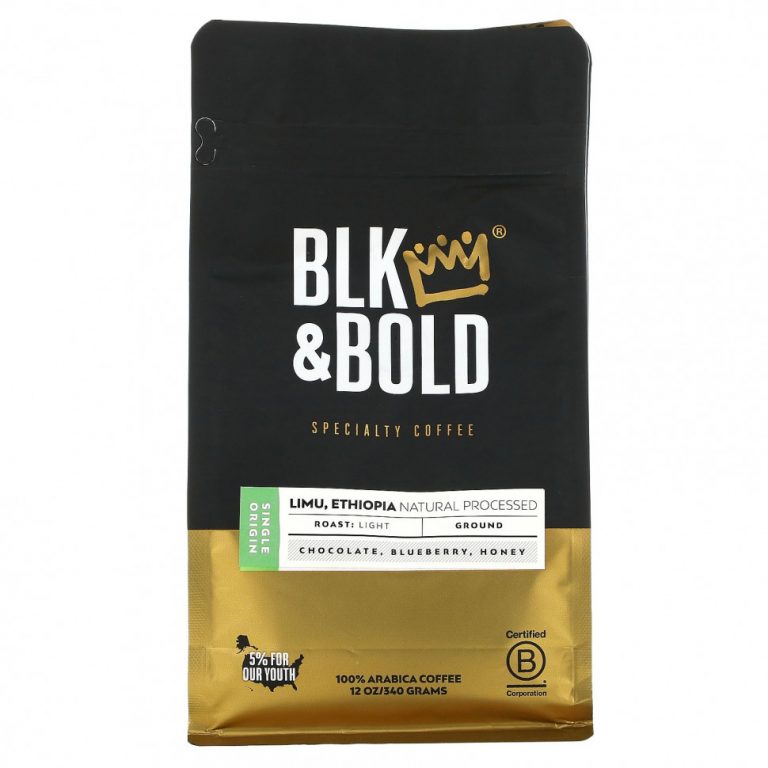 BLK & Bold, Specialty Coffee, молотый, светлый, Limu, натуральный обработанный из Эфиопии, 340 г (12 унций)