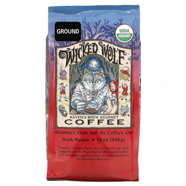 Raven’s Brew Coffee, Wicked Wolf Coffee, органический, молотый, темной обжарки, 340 г (12 унций)