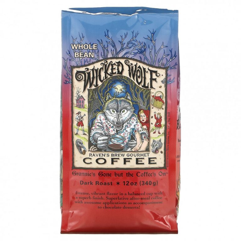 Raven’s Brew Coffee, Wicked Wolf Coffee, цельные зерна, темная обжарка, 340 г (12 унций)