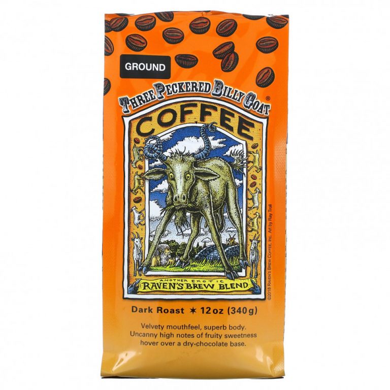 Raven’s Brew Coffee, Three Peckered Billy Goat Coffee, молотый, темной обжарки, 340 г (12 унций)