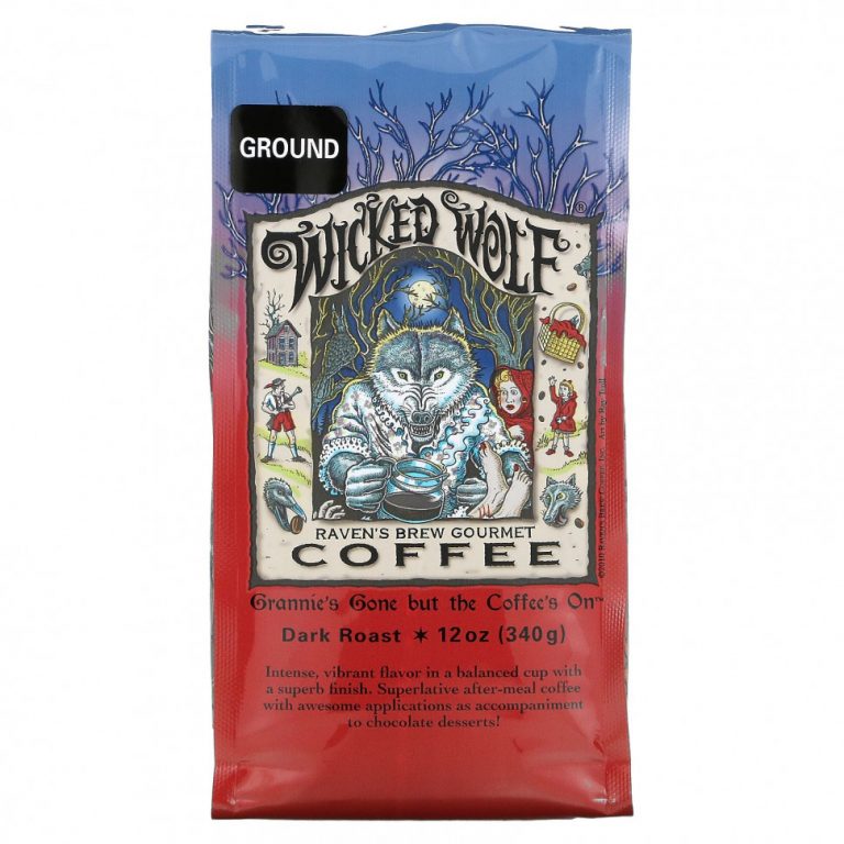 Raven’s Brew Coffee, Кофе Wicked Wolf, молотый, темная обжарка, 340 г (12 унций)