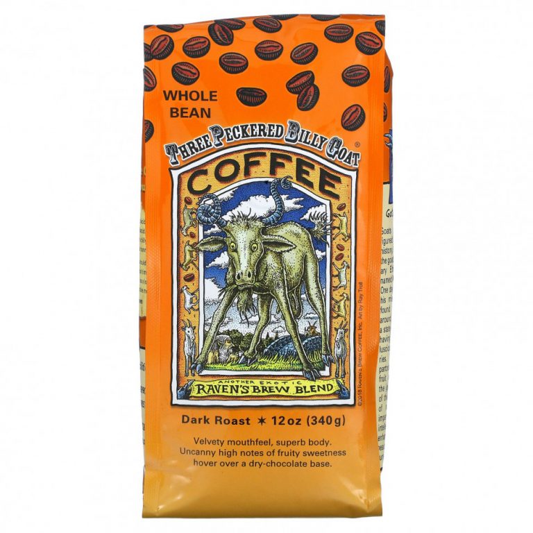 Raven’s Brew Coffee, Three Peckered Billy Goat Coffee, цельные зерна, темная обжарка, 340 г (12 унций)