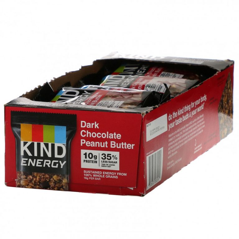 KIND Bars, Energy, арахисовая паста из темного шоколада, 12 батончиков, 60 г (2,1 унции)