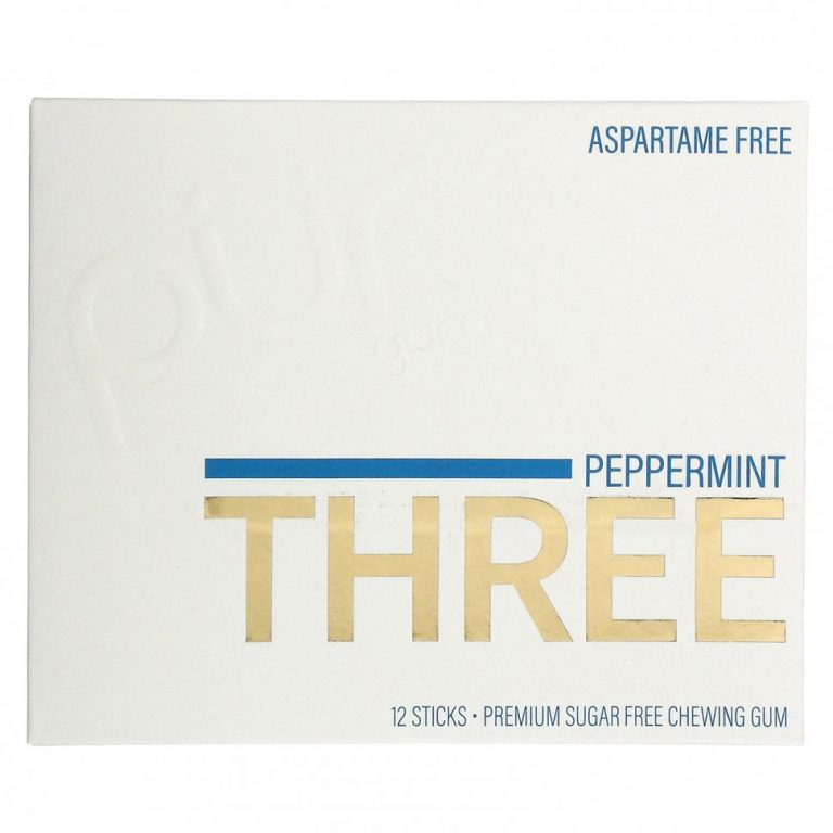 The PUR Company, Peppermint Three, жевательная резинка без сахара, 12 палочек