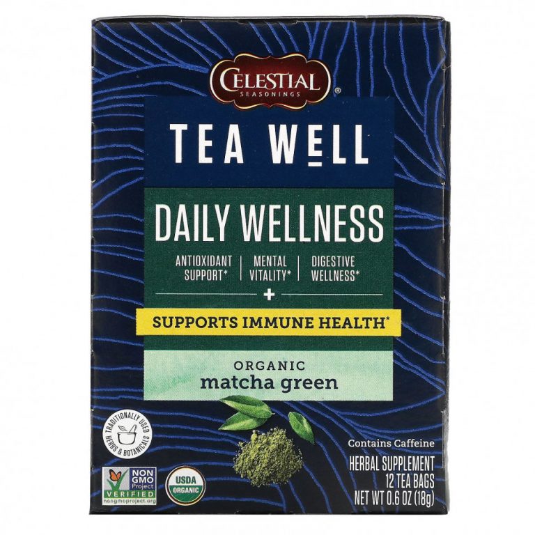 Celestial Seasonings, Herbal Tea, Daily Wellness, органический зеленый чай матча, 12 чайных пакетиков, 18 г (0,6 унции)