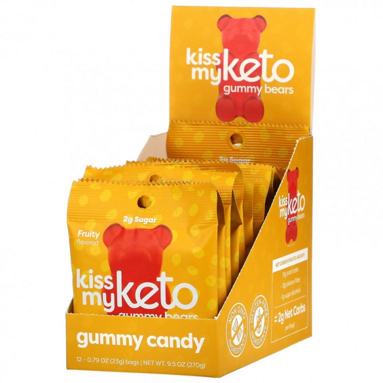 Kiss My Keto, Keto Gummy Bears, жевательные мармеладки в форме мишек, подходит для кетодиеты, со вкусом фруктов, 12 пакетиков по 23 г (0,79 унции)