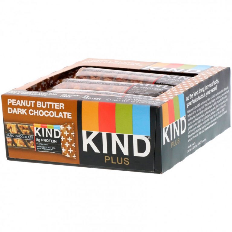 KIND Bars, Kind Plus, батончик из темного шоколада с арахисовой пастой, 12 батончиков по 40 г (1,4 унции)