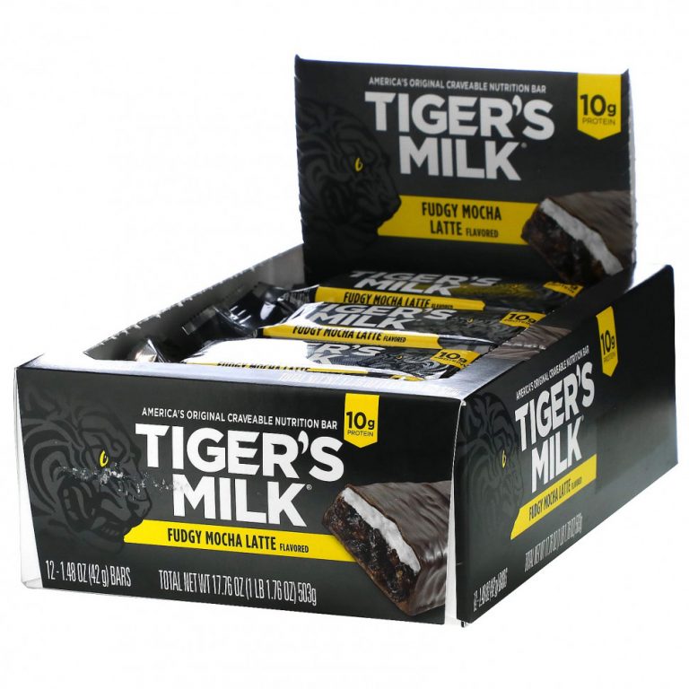 Tiger’s Milk, Nutrition Bar, латте с пушистым мокко, 12 батончиков, 42 г (1,48 унции)