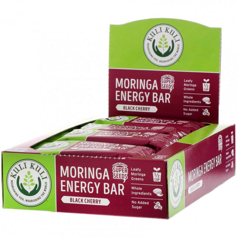 Kuli Kuli, Moringa Energy Bar, черная вишня, 12 батончиков, 45 г (1,6 унции)