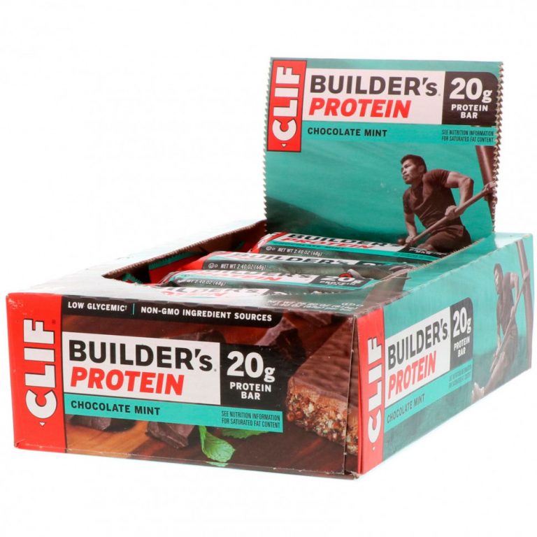 Clif Bar, Протеиновый батончик Builder’s с шоколадом и мятой, 12 батончиков, весом 68 г (2,40 унции) каждый