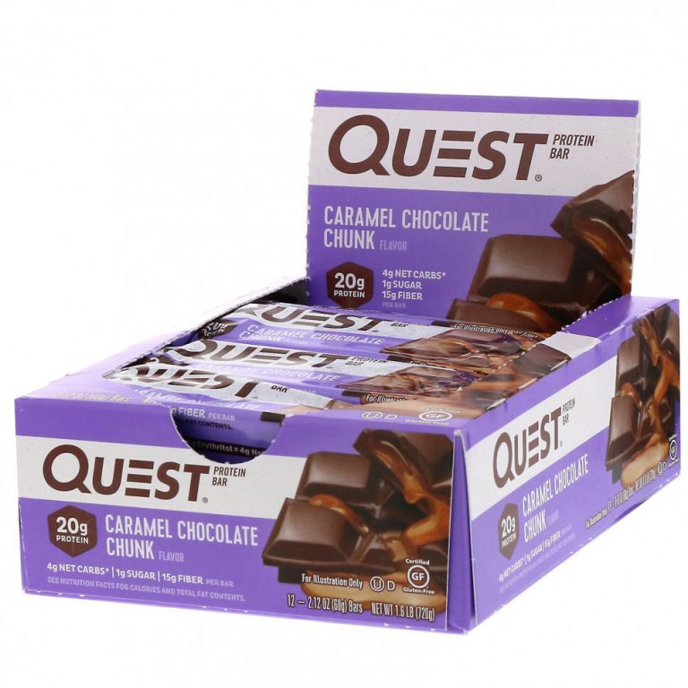 Quest Nutrition, Протеиновый батончик, шоколад с карамелью, 12 батончиков, 60 г (2,12 унции) каждый