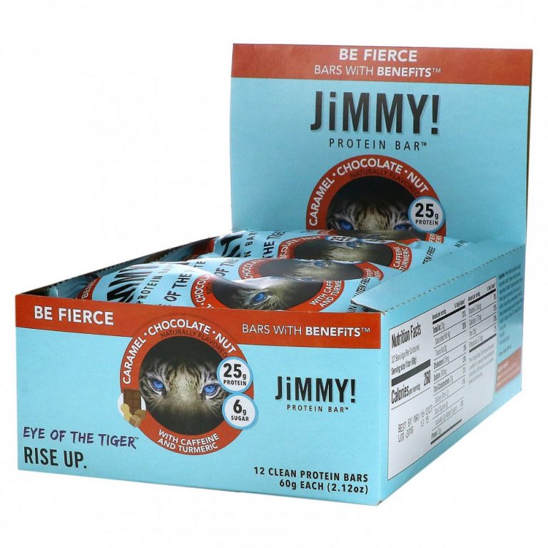 JiMMY!, Be Fierce Bars With Benefits, карамель, шоколад и орех, 12 протеиновых батончиков, 60 г (2,12 унции)