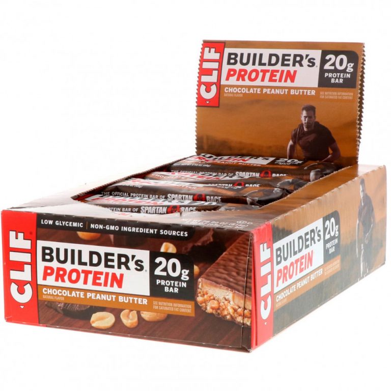 Clif Bar, Протеиновый батончик Builder’s с шоколадом и арахисовым маслом, 12 батончиков, весом 68 г (2,4 унции) каждый