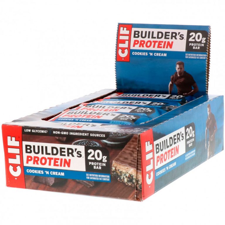 Clif Bar, Builder’s Protein, протеиновый батончик, со вкусом печенья с кремом, 12 батончиков, 68 г (2,40 унции) каждый