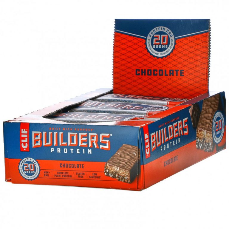 Clif Bar, Builder’s, протеиновый батончик, шоколад, 12 батончиков по 68 г (2,40 унции)