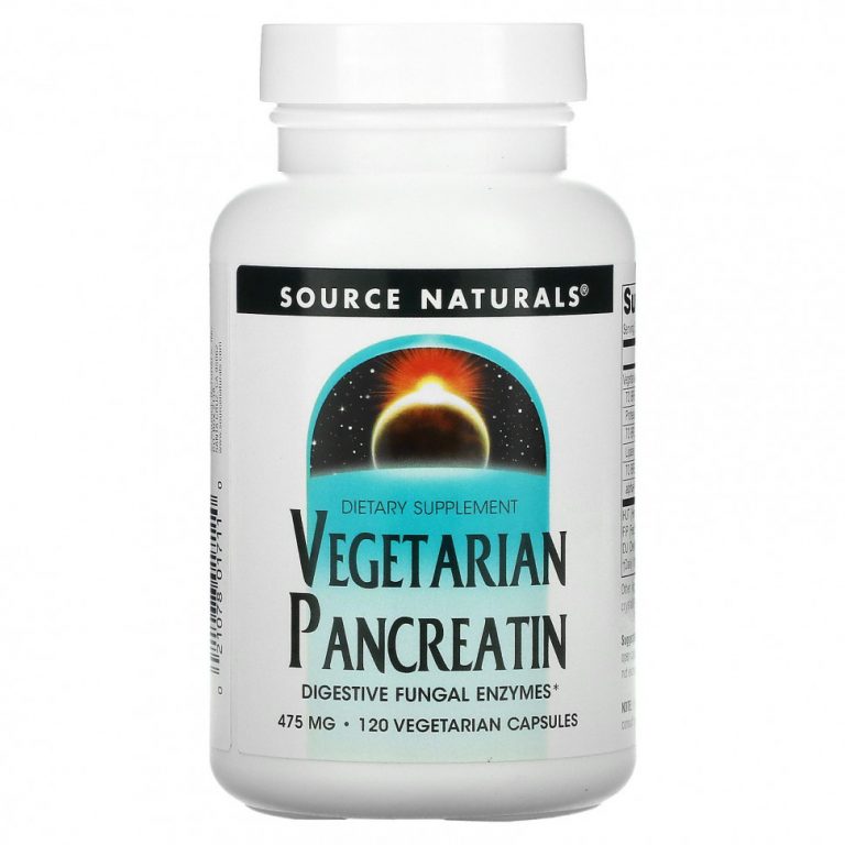 Source Naturals, вегетарианский панкреатин, 475 мг, 120 вегетарианских капсул