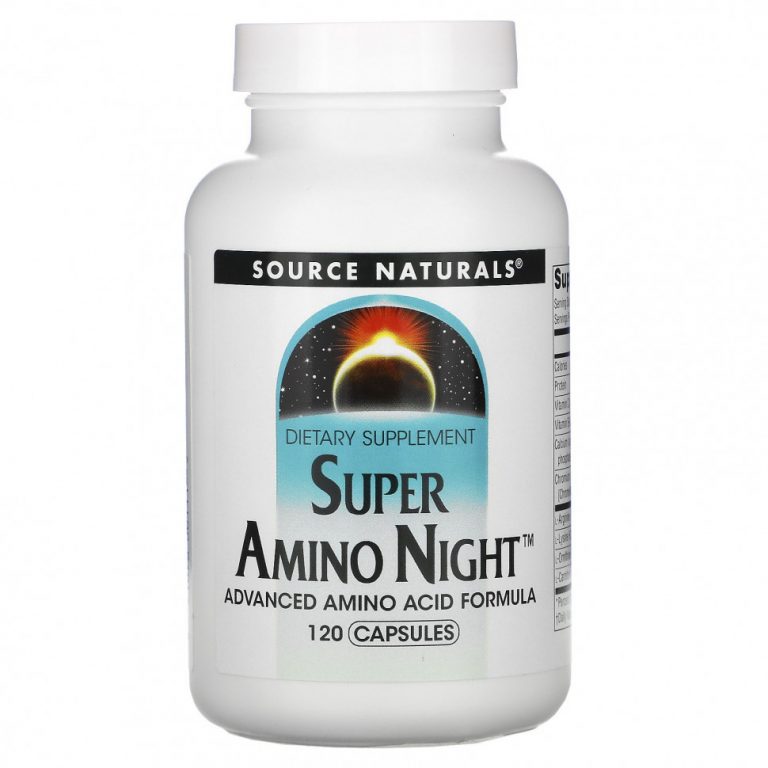 Source Naturals, Super Amino Night, формула с аминокислотами, ночная, 120 капсул