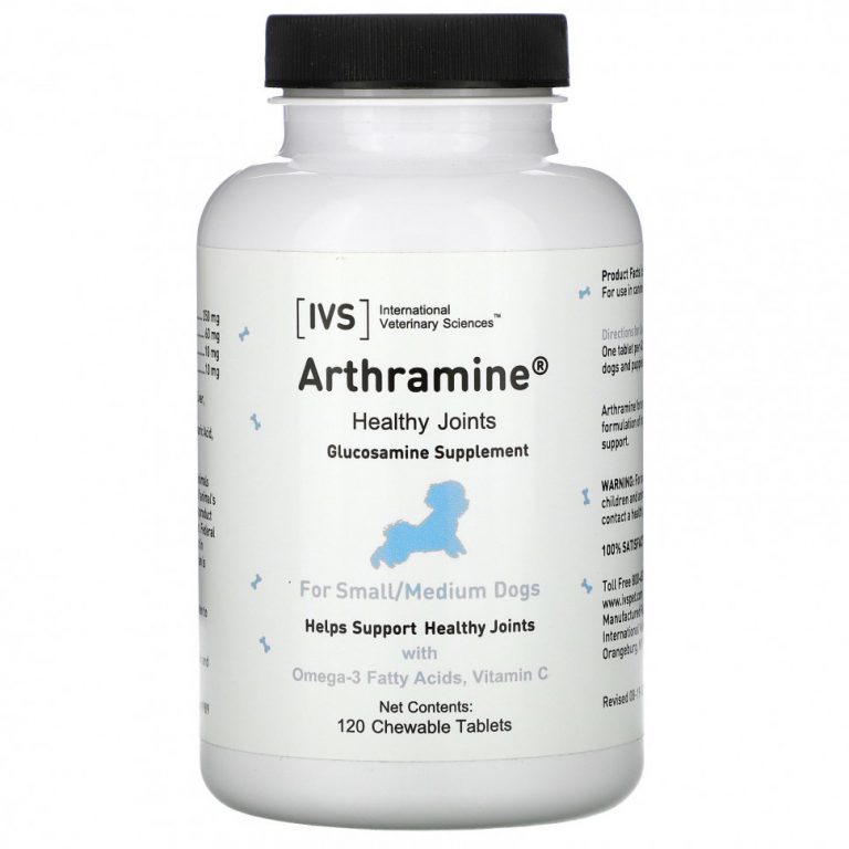 International Veterinary Sciences, Arthramine, добавка с глюкозамином, для маленьких и средних собак, 120 жевательных таблеток