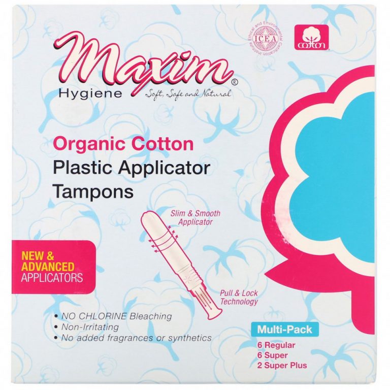 Maxim Hygiene Products, Тампоны с пластиковым аппликатором из органического хлопка, мультиупаковка, 14 шт.