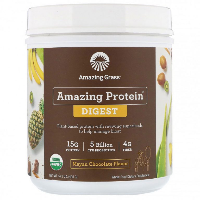 Amazing Grass, Amazing Protein, «Здоровое пищеварение», со вкусом шоколада майя, 5 млрд КОЕ, 405 г