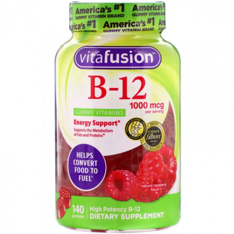 VitaFusion, B12, натуральный вкус малины, 500 мкг, 140 жевательных таблеток