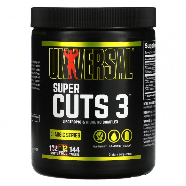 Universal Nutrition, Classic Series, Super Cuts 3, липотропный и мочегонный комплекс, 144 таблетки