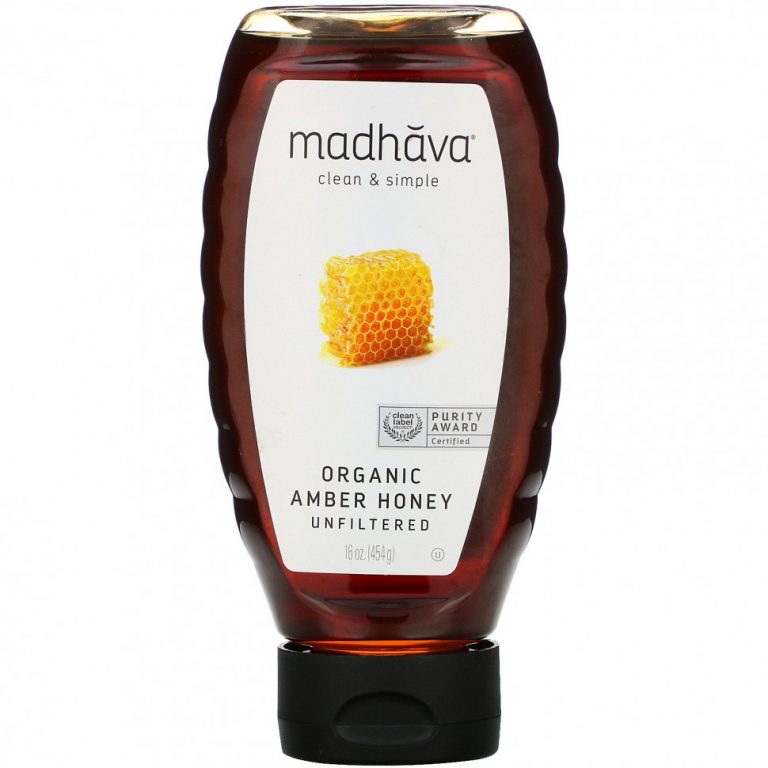 Madhava Natural Sweeteners, Органический янтарный мед, нефильтрованный, 454 г (16 унций)