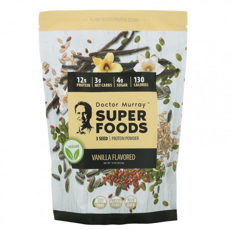 Dr. Murray’s, Super Foods, порошок из 3 видов протеина, ваниль, 453,5 г (16 унций)