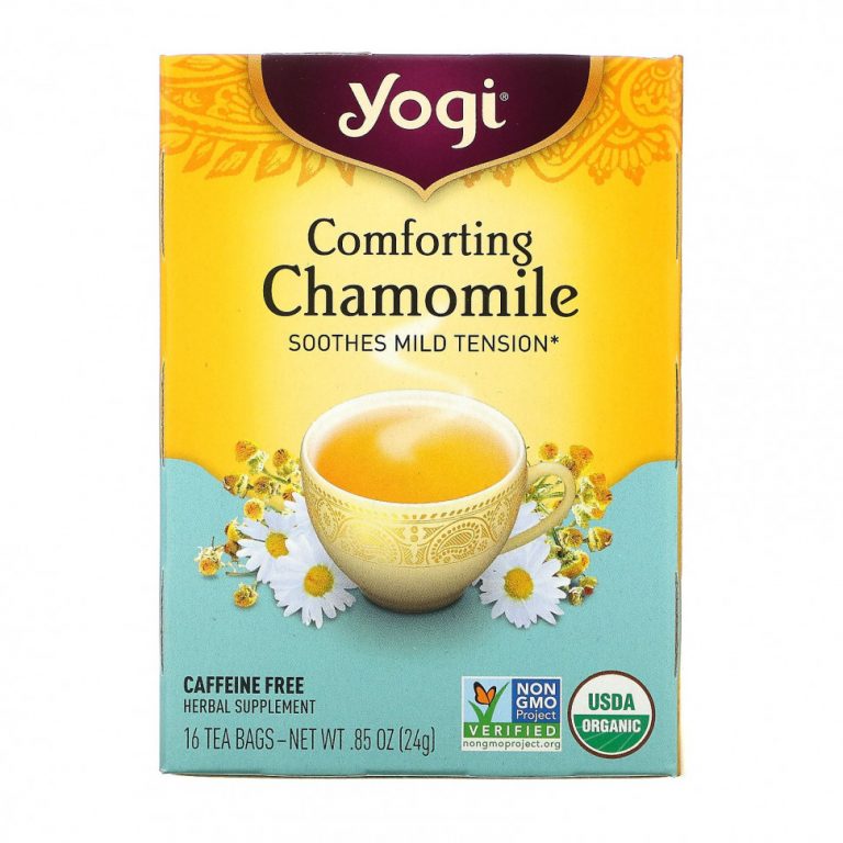 Yogi Tea, успокаивающая ромашка, без кофеина, 16 чайных пакетиков, 24 г (0,85 унции)