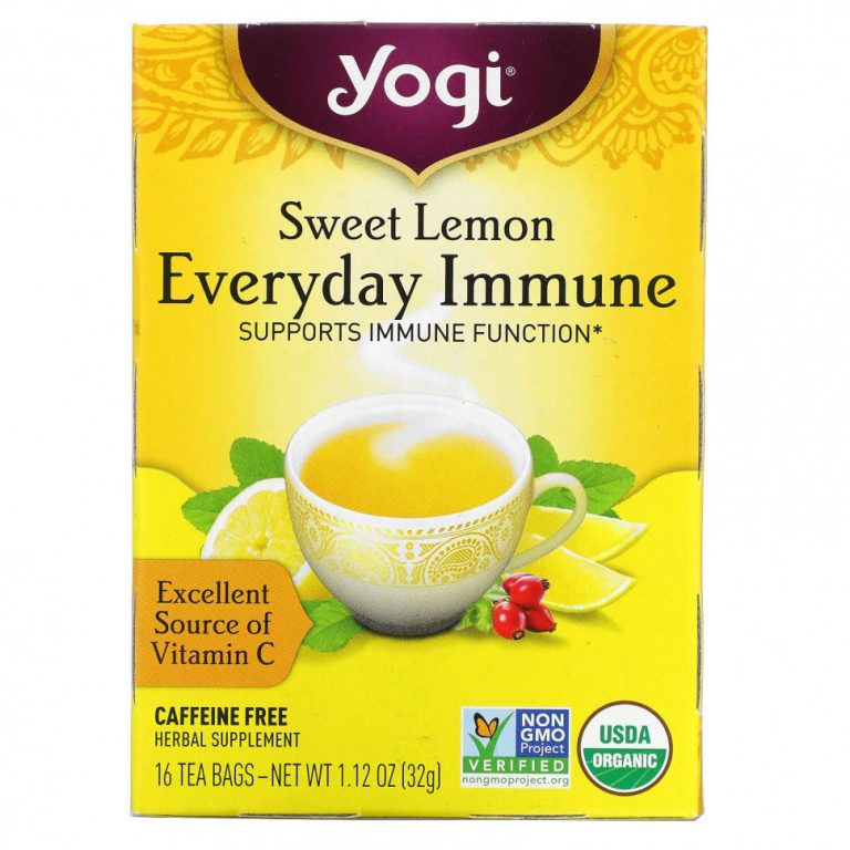 Yogi Tea, Everyday Immune, чай для поддержки иммунитета со вкусом сладкого лимона, без кофеина, 16 чайных пакетиков по 32 г (1,12 унции)