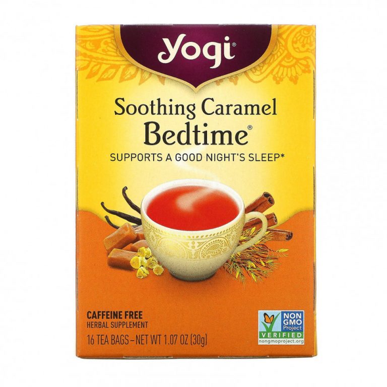 Yogi Tea, Bedtime, успокаивающая карамель, без кофеина, 16 чайных пакетиков, 30 г (1,07 унций)