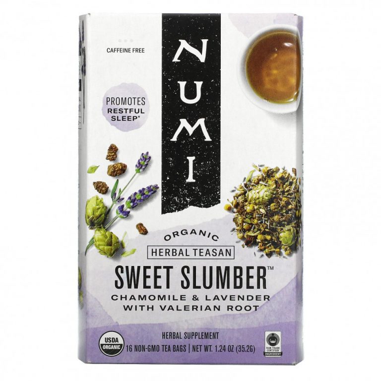 Numi Tea, Organic Herbal Teasan, Sweet Slumber, без кофеина, 16 чайных пакетиков, 35,2 г (1,24 унции)