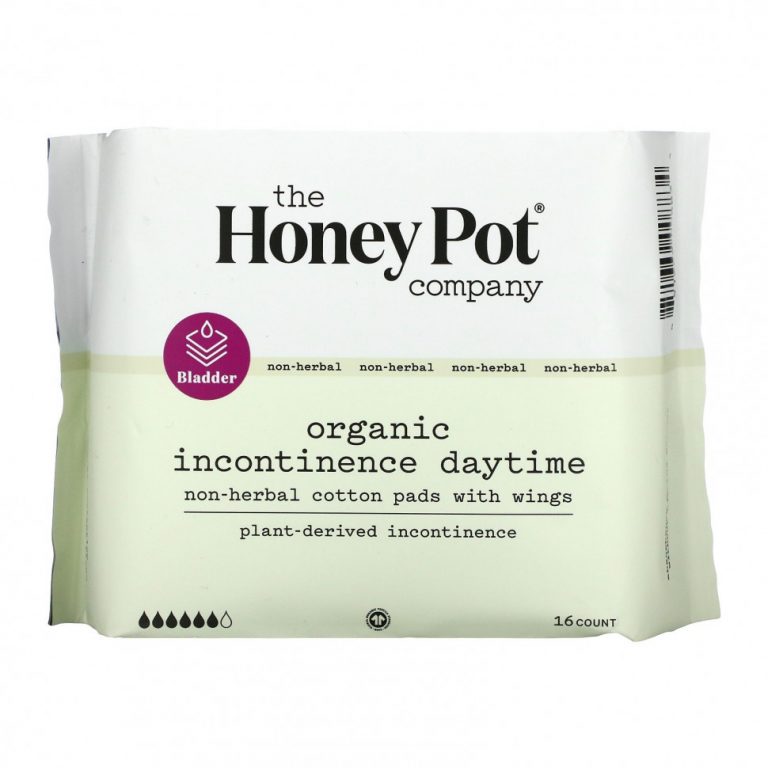 The Honey Pot Company, Organic Incontinence Daytime, Non-herbal Cotton Pads With Wings, 16 Count