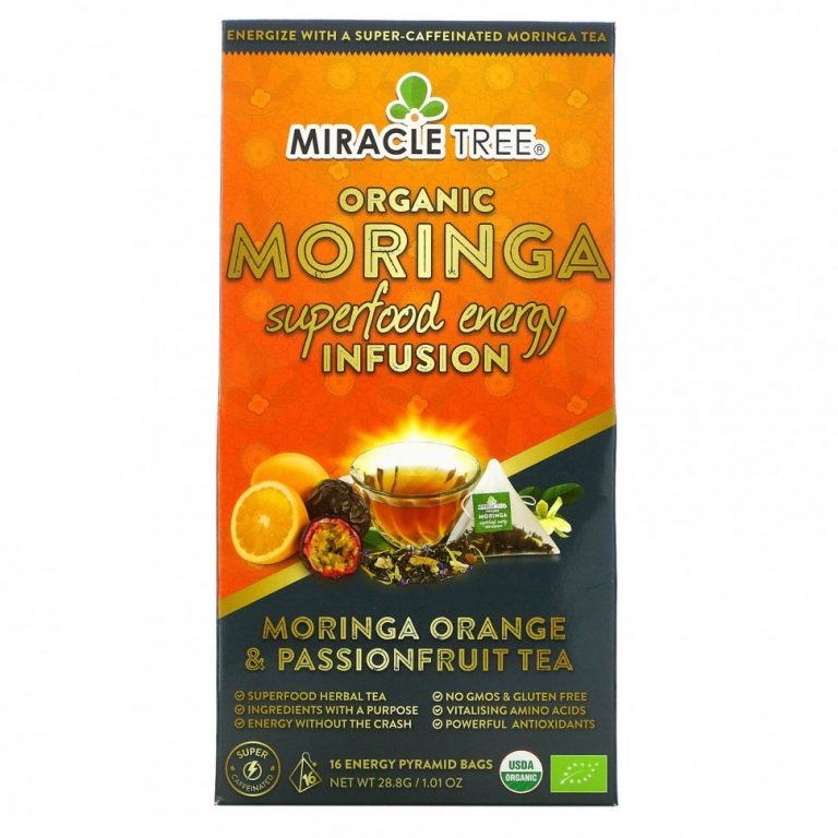 Miracle Tree, Organic Moringa Superfood Energy Infusion, чай из органической моринги с апельсином и маракуйей, 16 пакетиков, 28,8 г (1,01 унции)