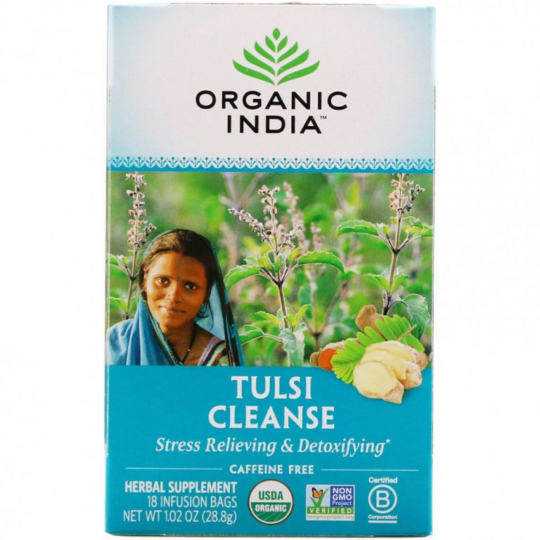 Organic India, Очищающий чай с тулси, без кофеина, 18 пакетиков, 28,8 г (1,02 унции)