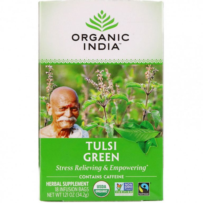 Organic India, чай с тулси, зеленый, 18 пакетиков, 34,2 г (1,21 унции)