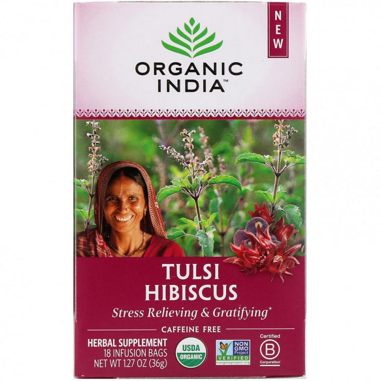 Organic India, Tulsi Tea, гибискус, без кофеина, 18 пакетиков для заваривания, 36 г (1,27 унции)