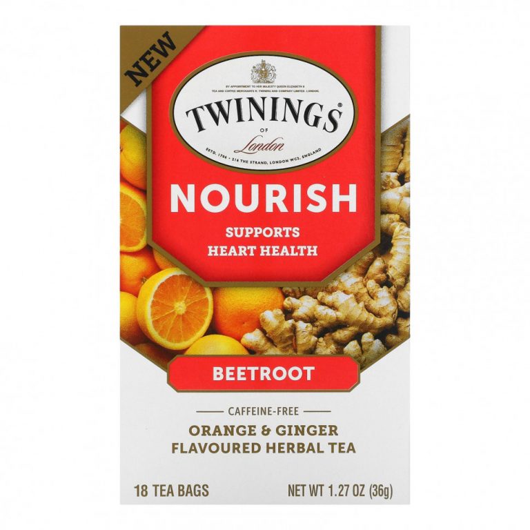 Twinings, Nourish Herbal Tea, свекла, апельсин и имбирь, без кофеина, 18 чайных пакетиков, 36 г (1,27 унции)