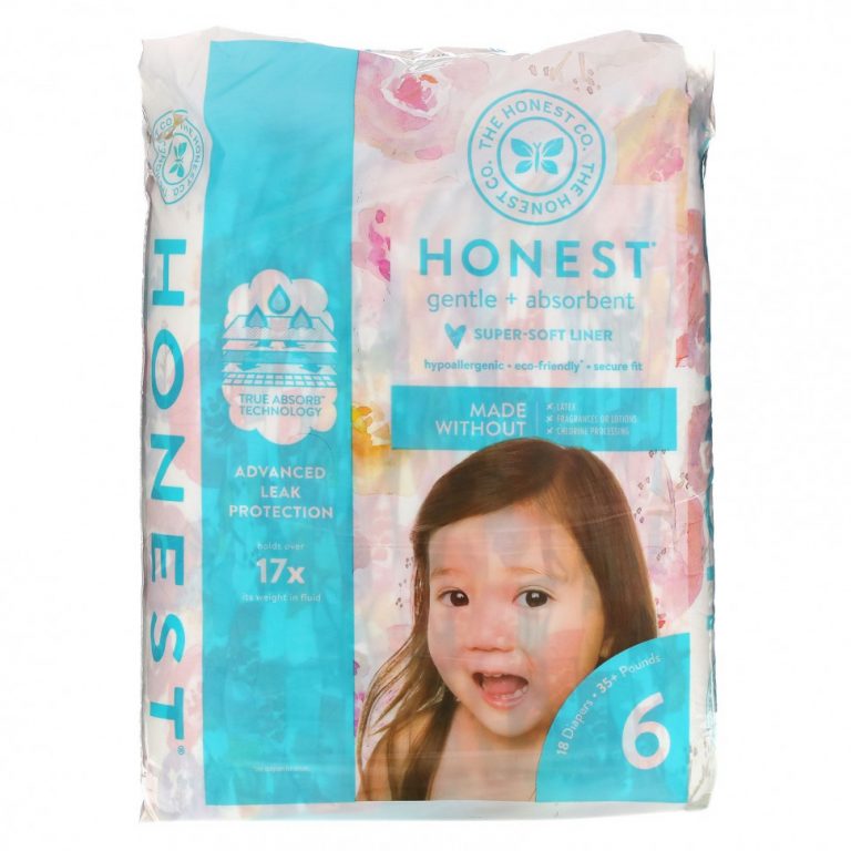 The Honest Company, Honest, подгузники, размер 6, от 35 кг, роза, 18 подгузников