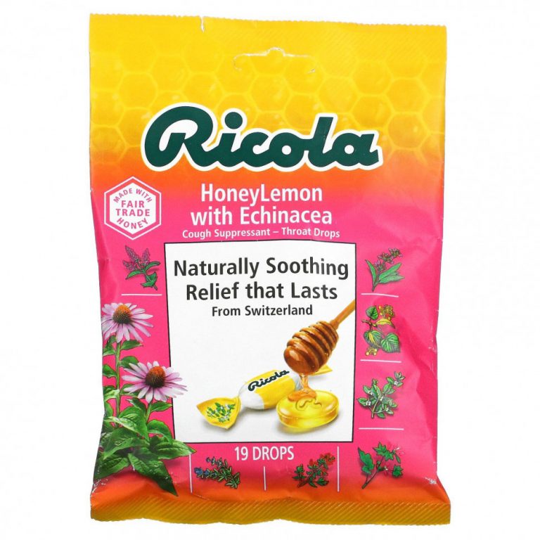 Ricola, леденцы для горла, мед и лимон с эхинацеей, 19 шт.