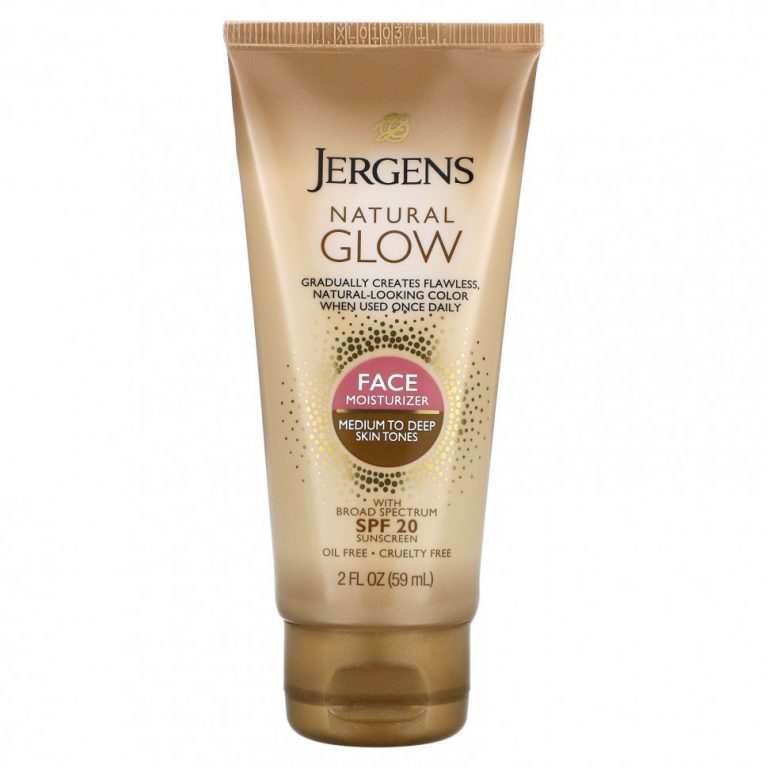 Jergens, Natural Glow, увлажняющее средство для лица, SPF 20, от средних до темных оттенков кожи, 59 мл (2 жидк. унции)