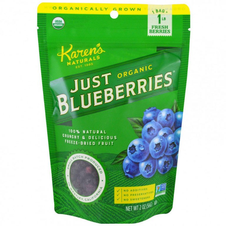 Karen’s Naturals, Organic Just Blueberries, высушенные сублимацией фрукты, 2 унции (56 г)