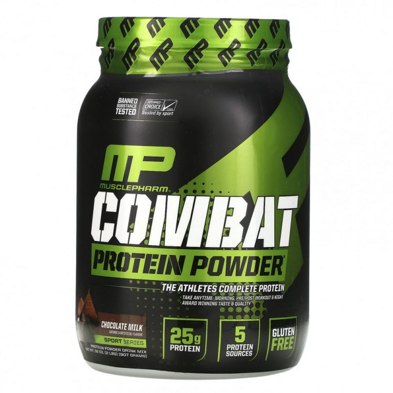 MusclePharm, Combat белок в форме порошка, шоколадное молоко, 32 унции (907 г)