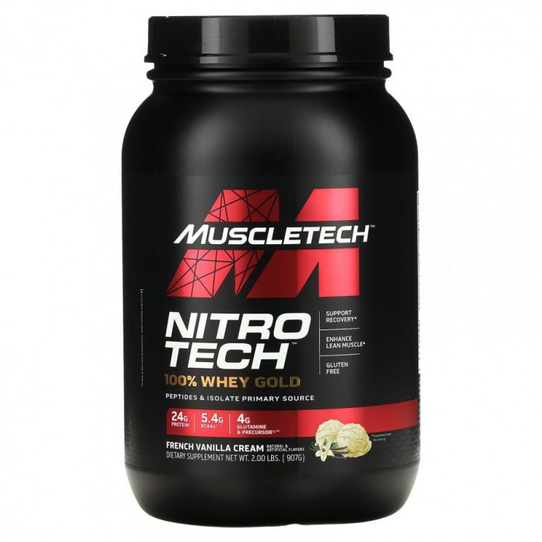 Muscletech, Nitro Tech, 100% Whey Gold (100% сыворотка), французский ванильный крем, 999 г (2,20 фунта)