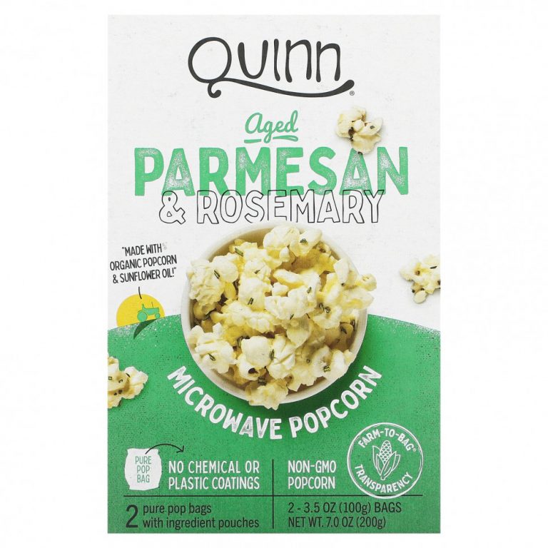 Quinn Popcorn, попкорн для микроволновой печи, пармезан и розмарин, 2 пакета по 100 г (3,5 унции)