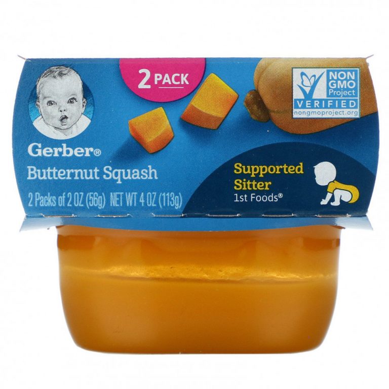 Gerber, пюре из мускатной тыквы, 2 баночки в упаковке, по 56 г (2 унции) каждая